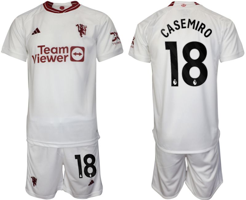 Men 2023-2024 Club Manchester United away white #18 Soccer Jersey
